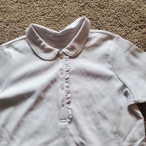 Lands End Girls size 7-8 White Polo
